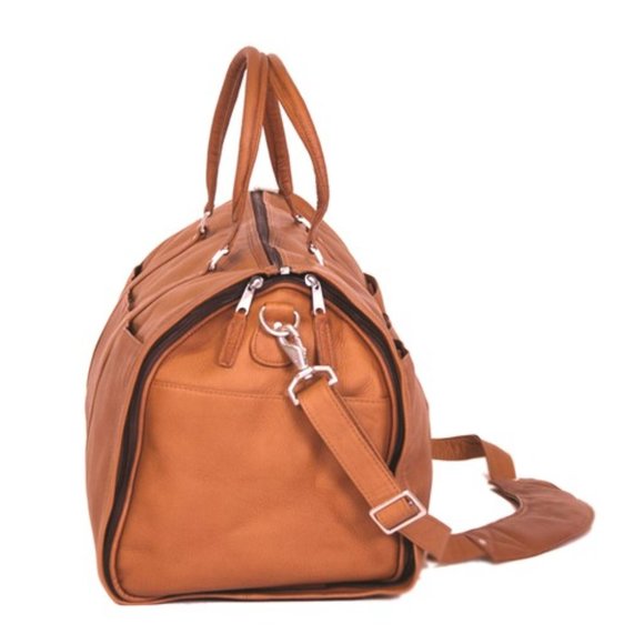 Tan or Black (choose color) Convertible Travel Leather Duffle Bag - Picture 2 of 4